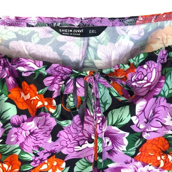SHEIN Curve Floral Off the Shoulder Dress Size 0XL Purple Red Floral Plus Size - Picture 6 of 9